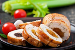 chicken roll with prunes and dried apricots